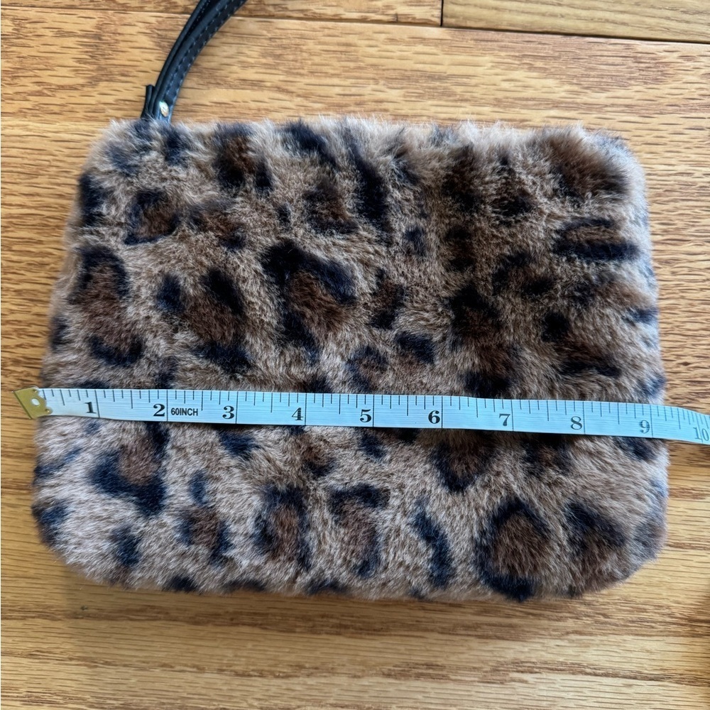 Expressions Brown and Black Faux Leopard Print Fur Wristlet - Picture 4 of 6